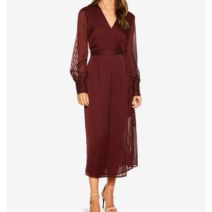 NWOT Bardot sheer-stripe wrap dress